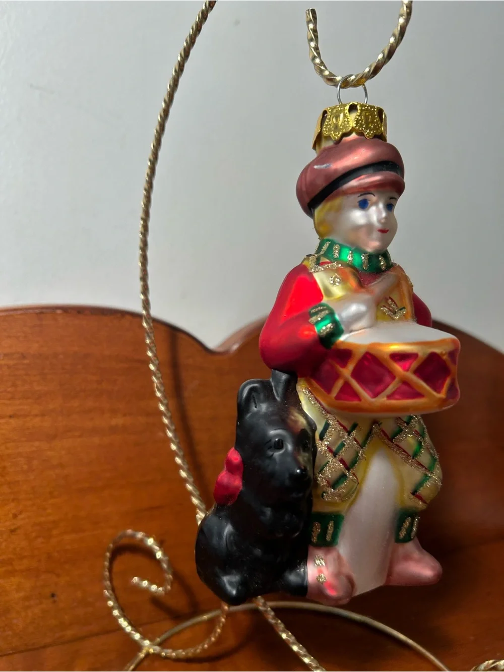Drummer with Scotty Dog Ornament 5.75” tall x 2.75” wide x 2” depth